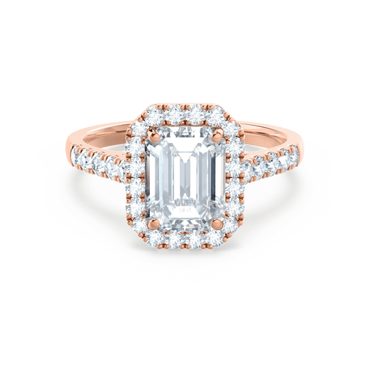 1.01 CT Emerald Halo CVD F/VVS2 Diamond Engagement Ring