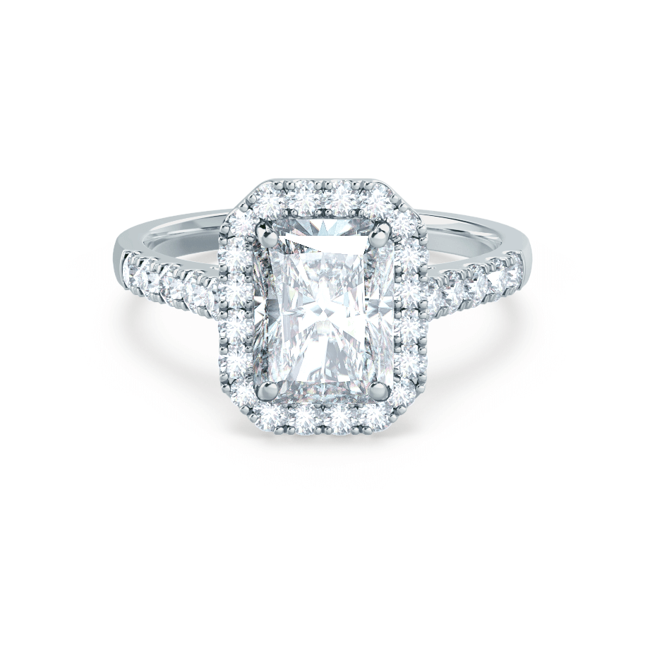 2.50 CT Radiant Halo CVD G/VVS1 Diamond Engagement Ring