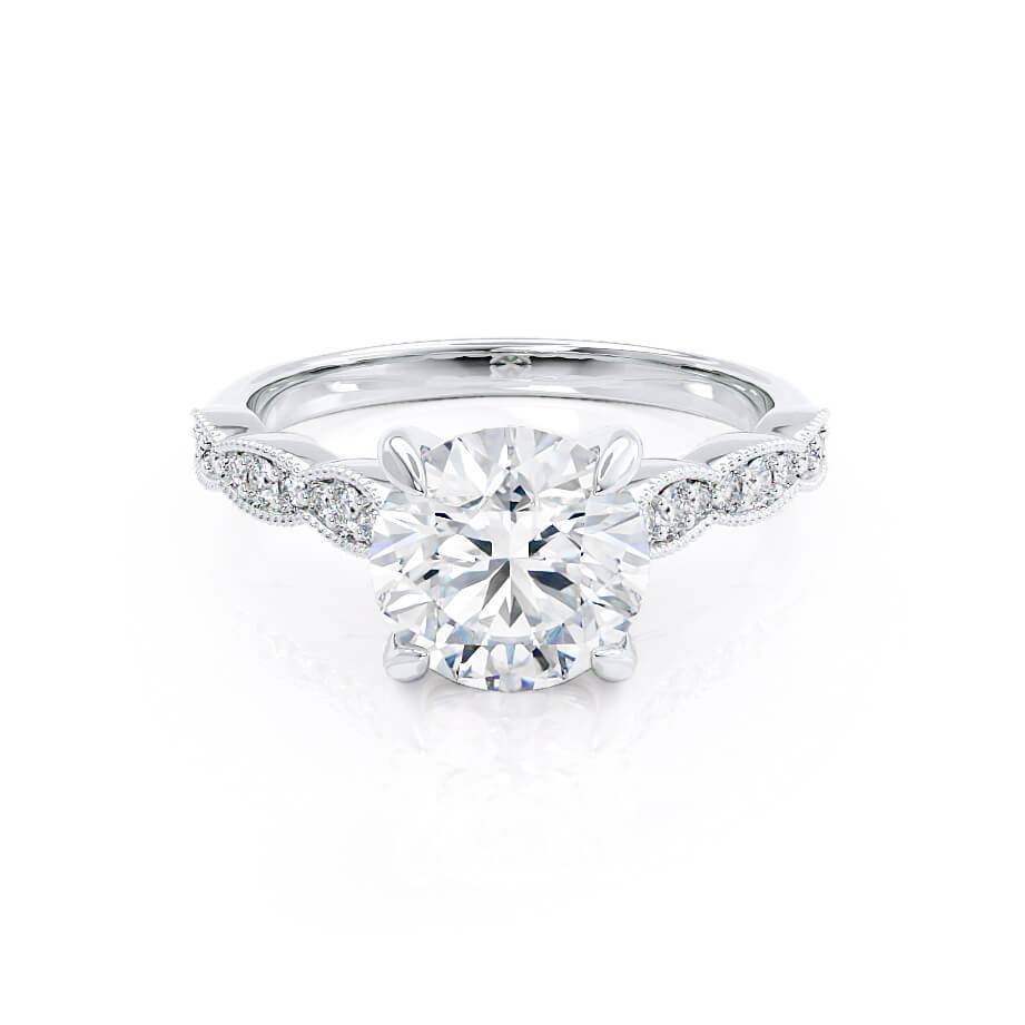1.0 CT Round Milgrain Pave CVD E/VS1 Diamond Engagement Ring