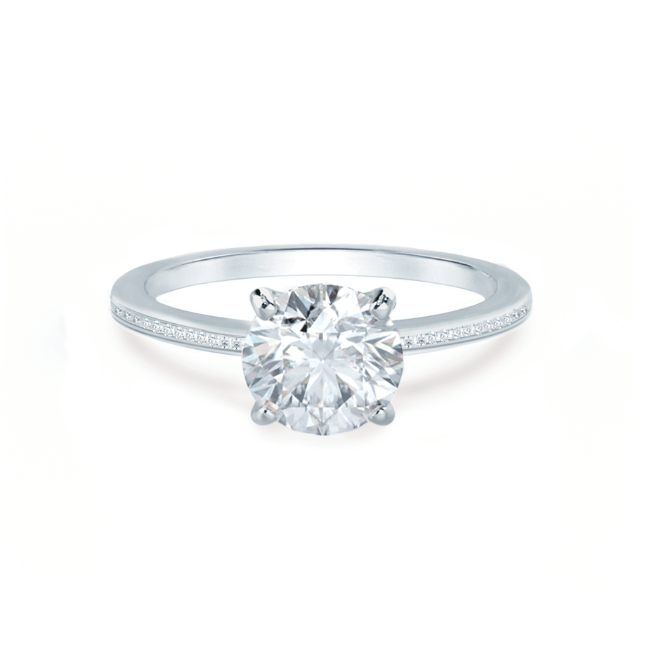 1.20 CT Round Pave Setting CVD E/VVS2 Diamond Engagement Ring