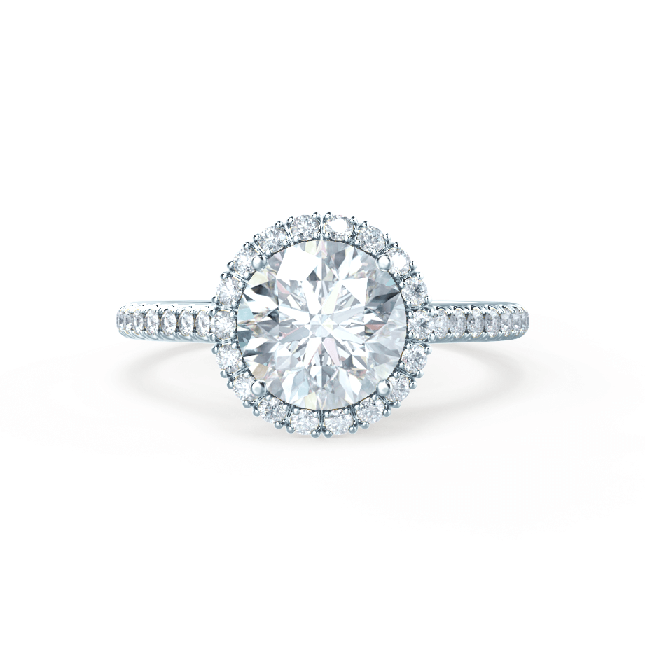 1.0 CT Round Halo CVD F/VS2 Diamond Engagement Ring