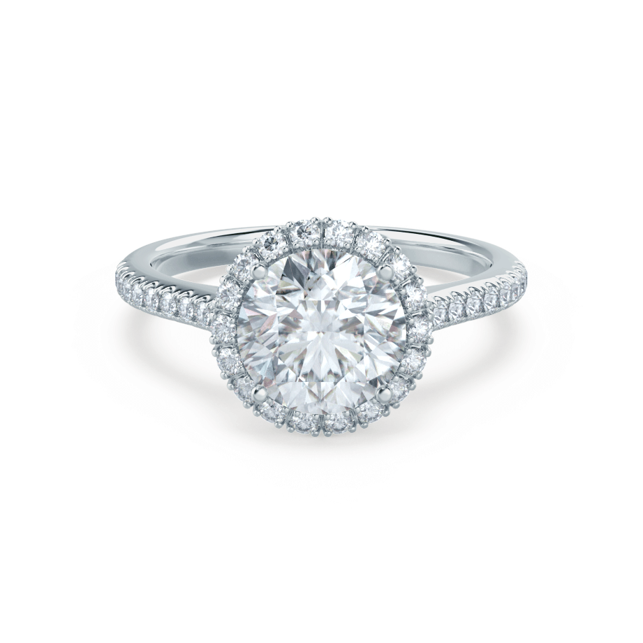 1.0 CT Round Halo CVD F/VS2 Diamond Engagement Ring