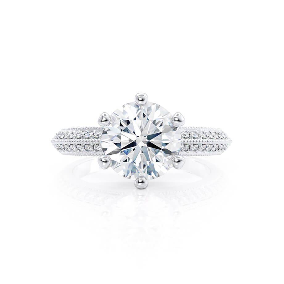 1.20 CT Round Pave Setting CVD E/VS1 Diamond Engagement Ring
