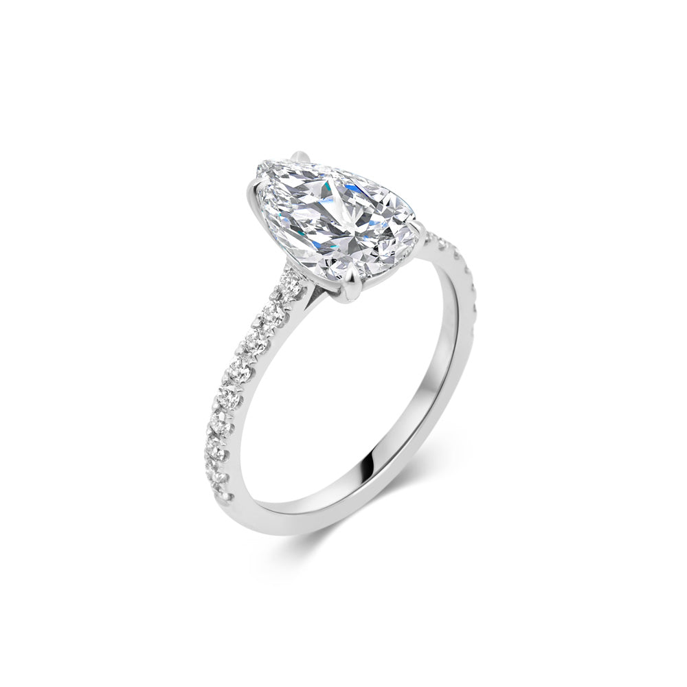 2 ct Pear F- VS1 Diamond Pave Moissanite Engagement Ring