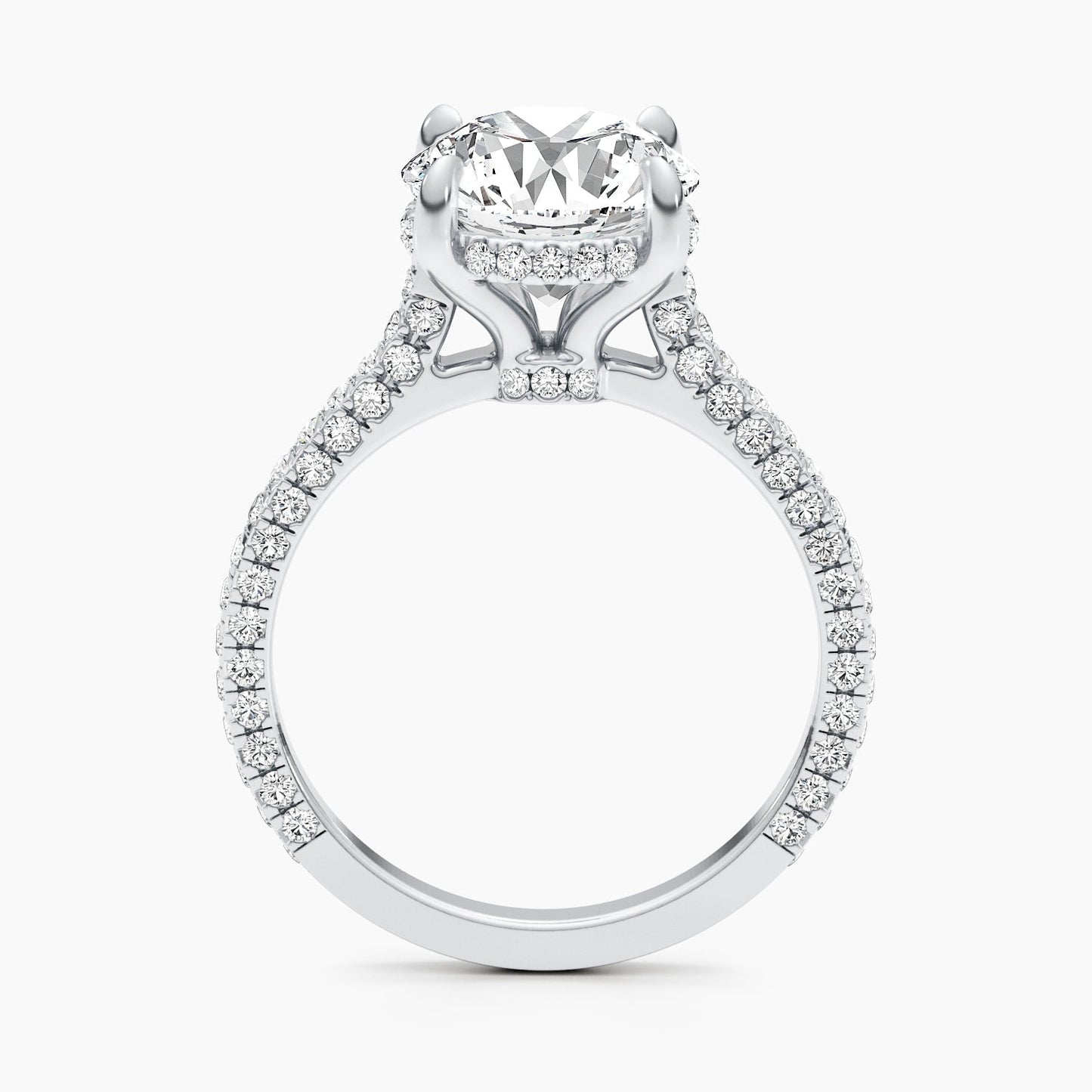 2.8ct Round F- VS Hidden Halo & Pave Diamond Engagement Ring