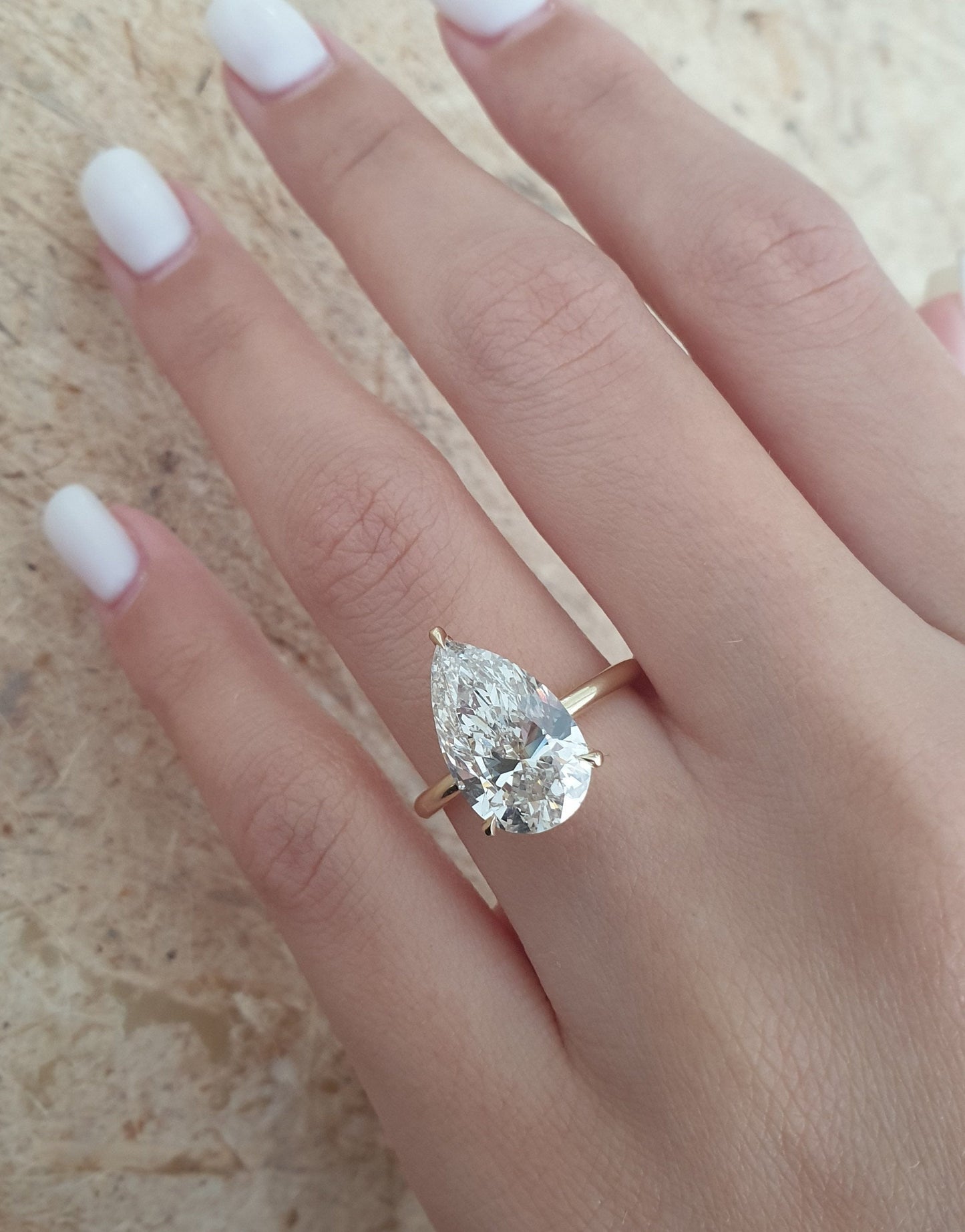 4.6 CT Pear Hidden Halo CVD G/VS2 Diamond Engagement Ring