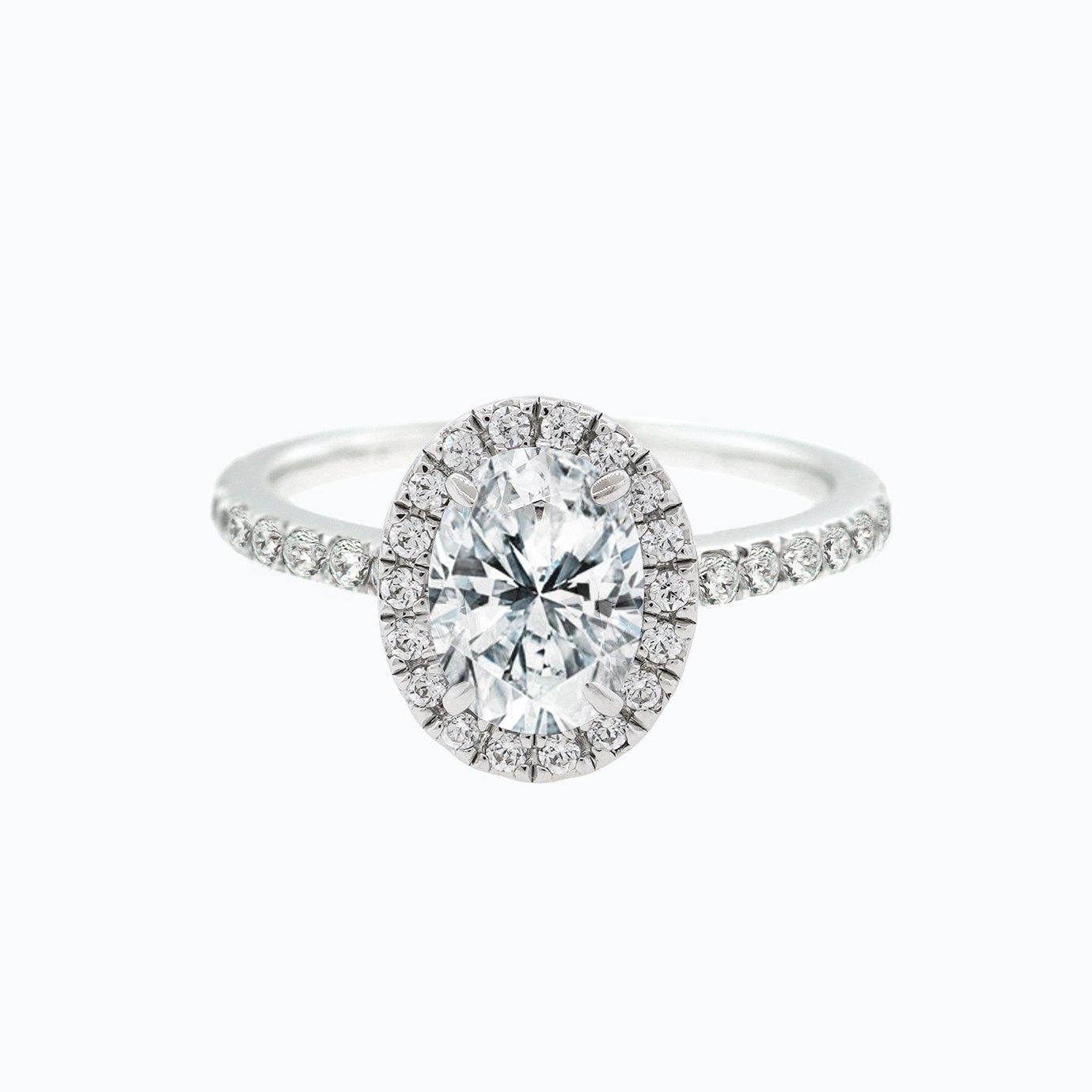 1.50 CT Oval Halo CVD F/VS2 Diamond Engagement Ring