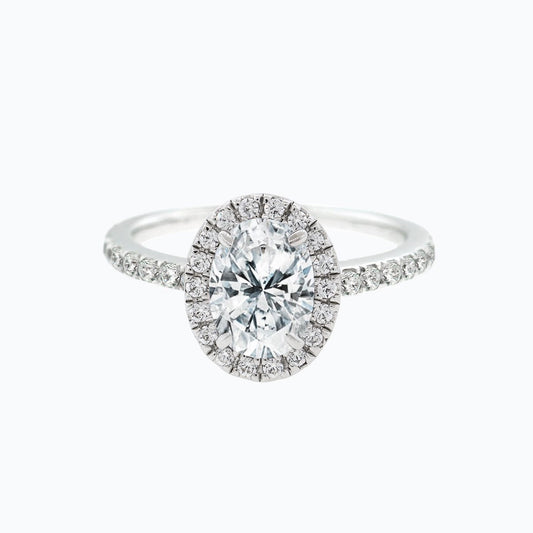 1.50 CT Oval Halo CVD F/VS2 Diamond Engagement Ring