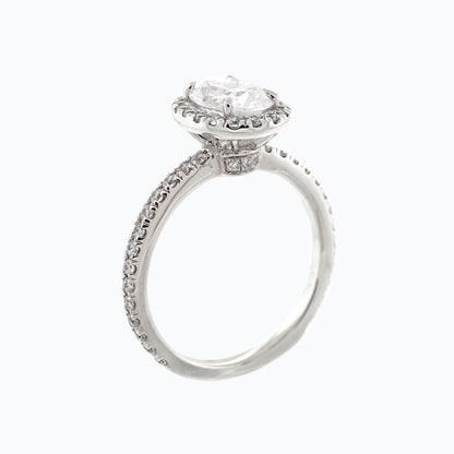 1.50 CT Oval Halo CVD F/VS2 Diamond Engagement Ring