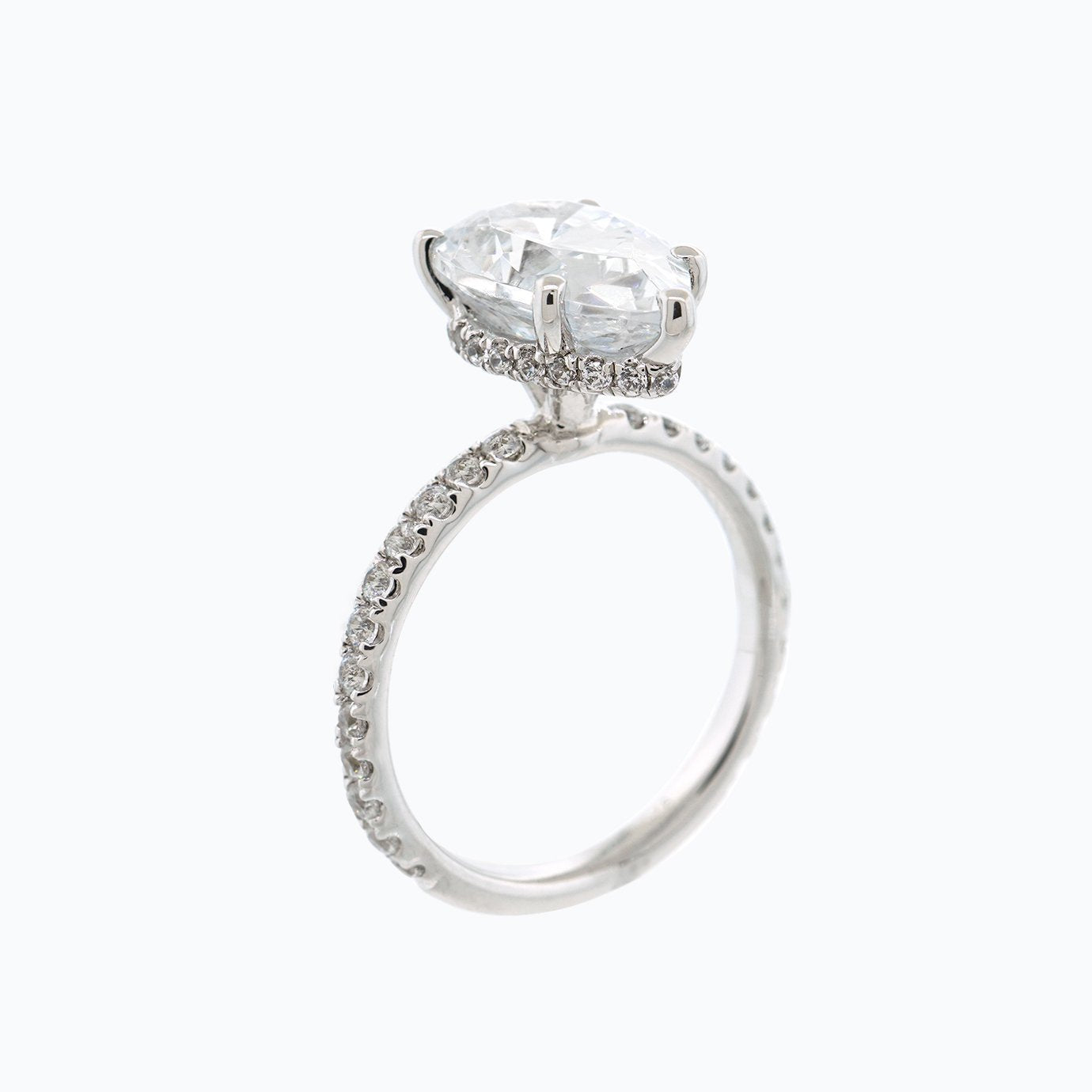 3.0 CT Pear Hidden Halo CVD F/VS2 Diamond Engagement Ring