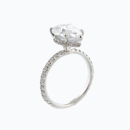 3.0 CT Pear Hidden Halo CVD F/VS2 Diamond Engagement Ring