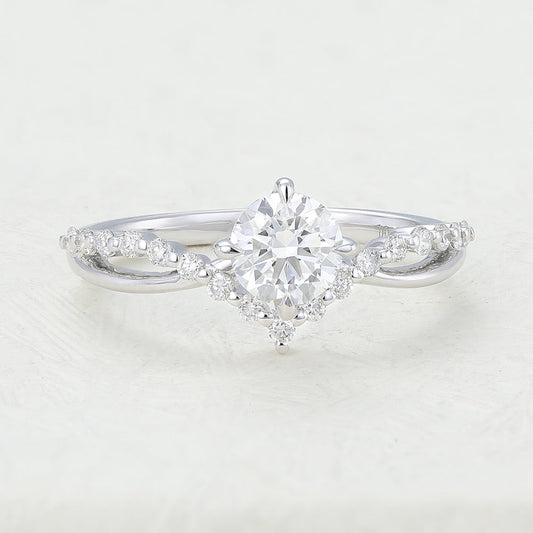 0.41 CT Round Pave & Split Shank Lab-Grown Diamond Engagement Ring