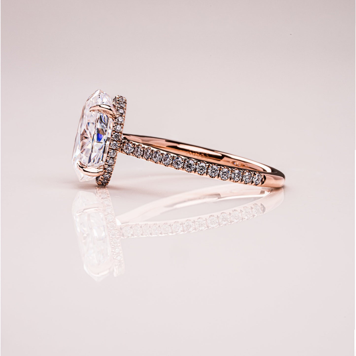 2.9 CT Oval Pave Moissanite Engagement Ring