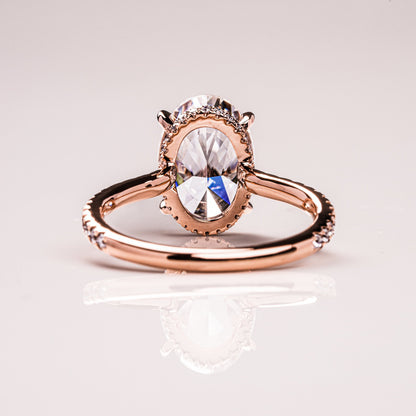 2.9 CT Oval Pave Moissanite Engagement Ring