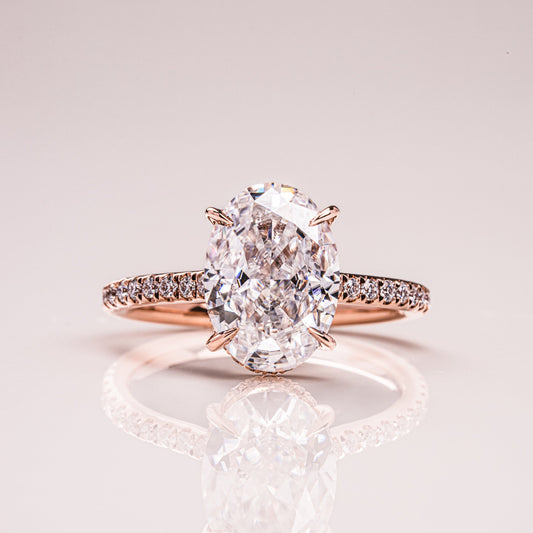 2.9 CT Oval Pave Moissanite Engagement Ring