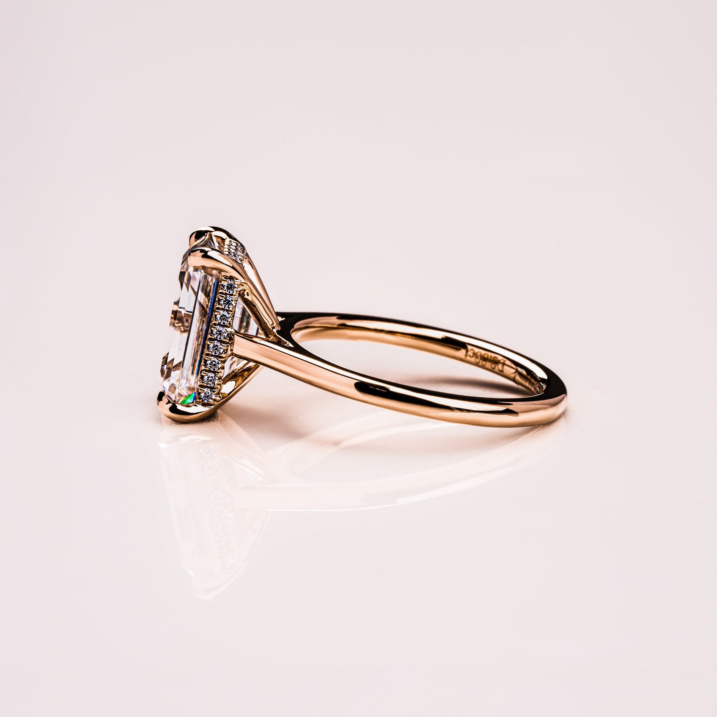 3.24 CT Emerald Hidden Halo Moissanite Engagement Ring