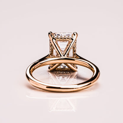 3.24 CT Emerald Hidden Halo Moissanite Engagement Ring