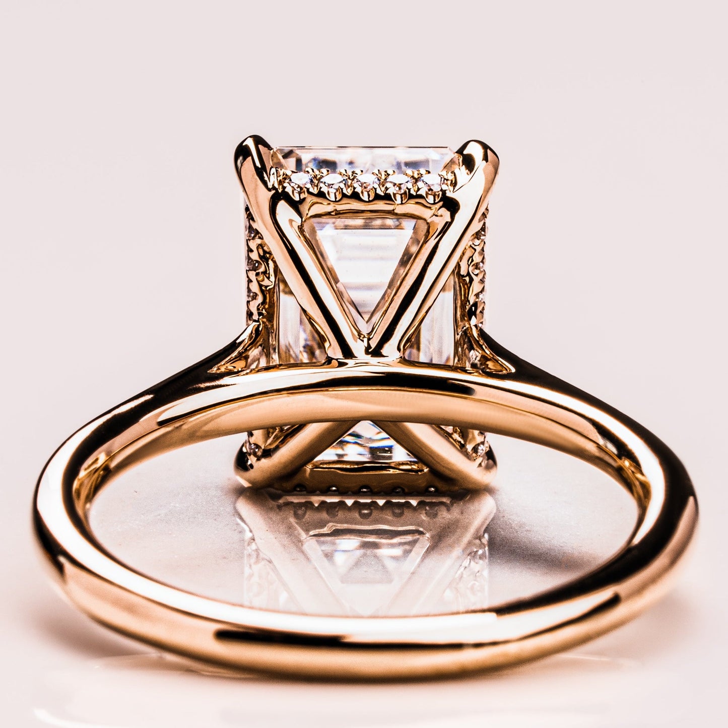 3.24 CT Emerald Hidden Halo Moissanite Engagement Ring