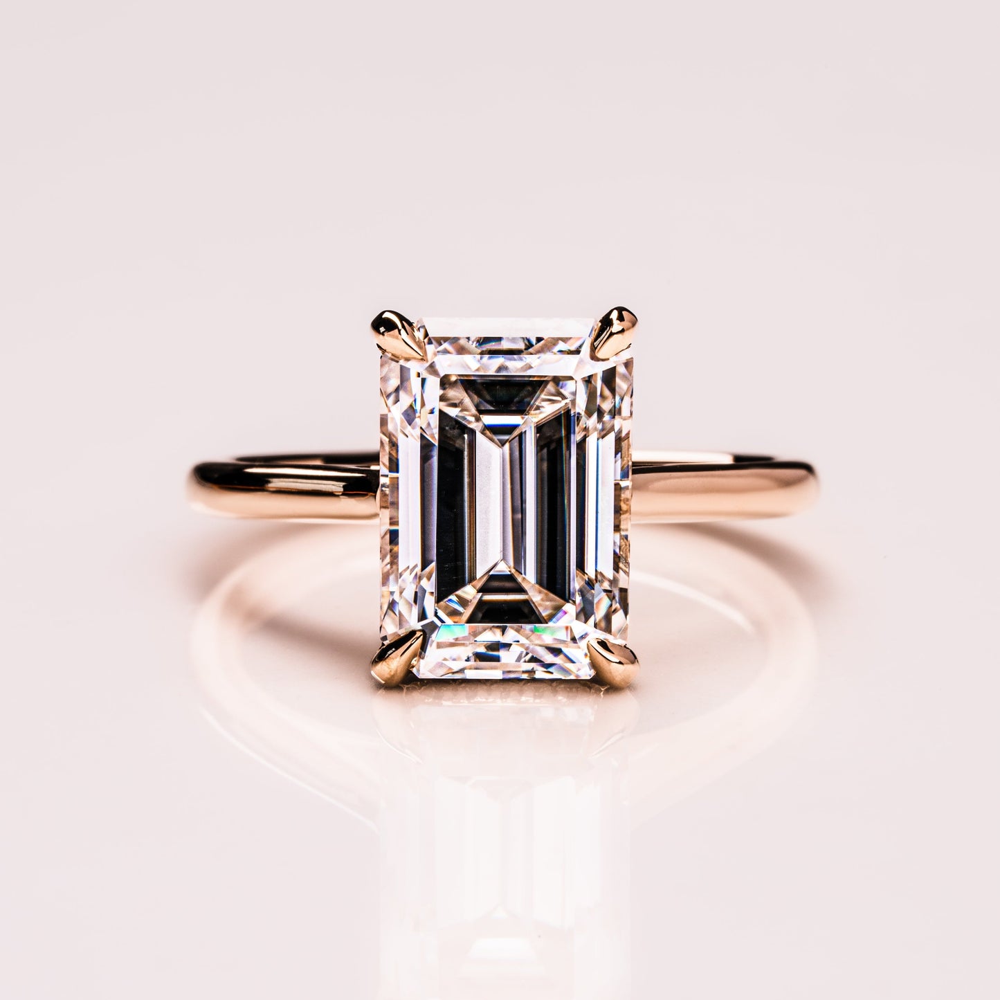 3.24 CT Emerald Hidden Halo Moissanite Engagement Ring