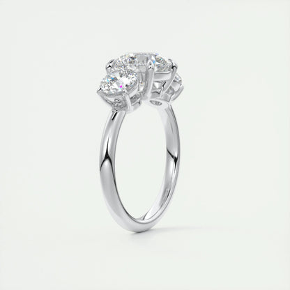 2 CT Round Three Stone CVD F/VS1 Diamond Engagement Ring