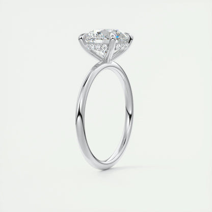 2 CT Round Hidden Halo CVD F/VS1 Diamond Engagement Ring