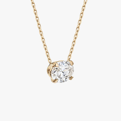 0.25 CT-1.0 CT Oval Solitaire CVD F/VS Diamond Necklace