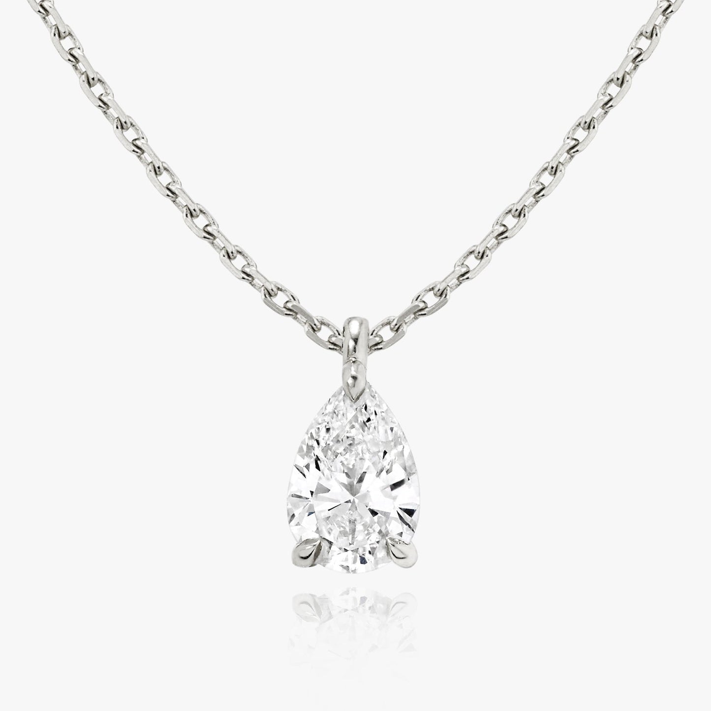 0.25 CT-1.0 CT Pear Solitaire CVD F/VS Diamond Necklace