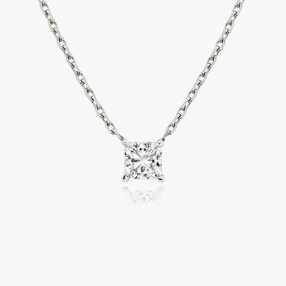 0.25 CT-1.0 CT Princess Solitaire CVD F/VS Diamond Necklace