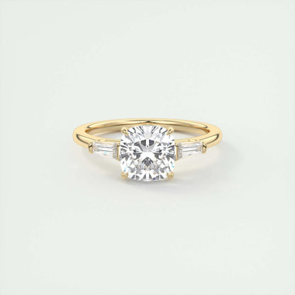 2 CT Cushion Three Stone CVD F/VS1 Diamond Engagement Ring