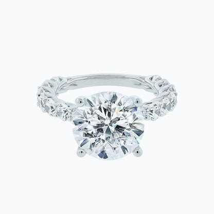 1.0 - 5.0 CT Round Hidden Halo CVD F/VS2 Diamond Engagement Ring