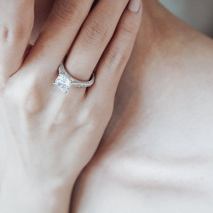 2.0 CT Cushion Hidden Halo CVD F/VS2 Diamond Engagement Ring