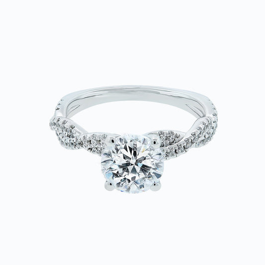 1.50 CT Round Twisted Pave CVD F/VS2 Diamond Engagement Ring