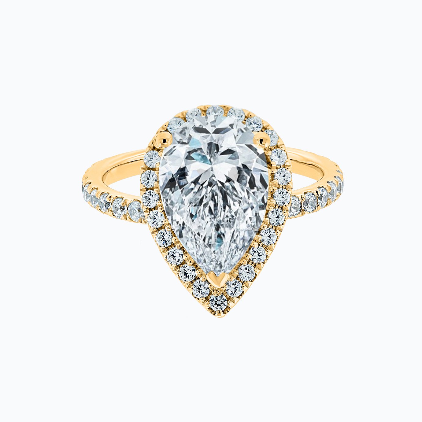 3.0 CT Pear Halo CVD F/VS2 Diamond Engagement Ring