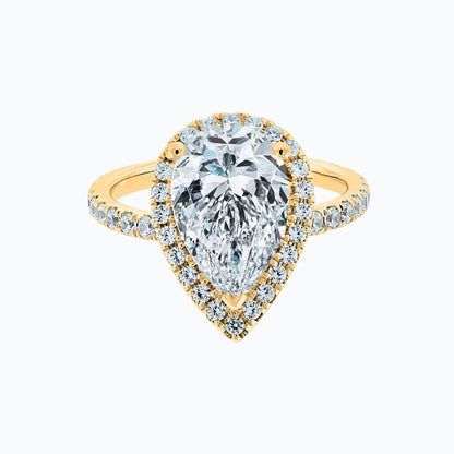3.0 CT Pear Halo CVD F/VS2 Diamond Engagement Ring