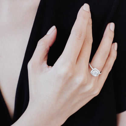 1.50 CT Cushion Halo CVD F/VS2 Diamond Engagement Ring