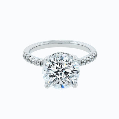 3.50 CT Round Hidden Halo CVD F/VS2 Diamond Engagement Ring