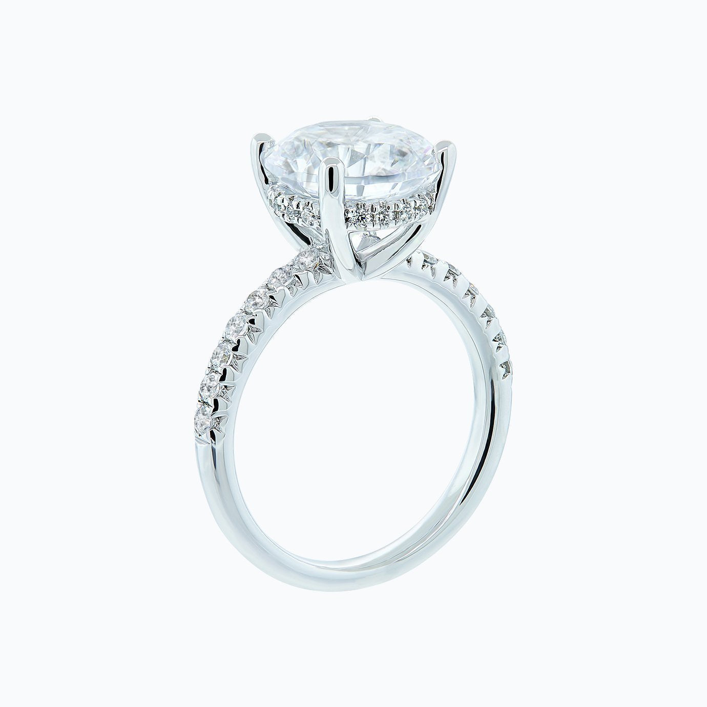3.50 CT Round Hidden Halo CVD F/VS2 Diamond Engagement Ring