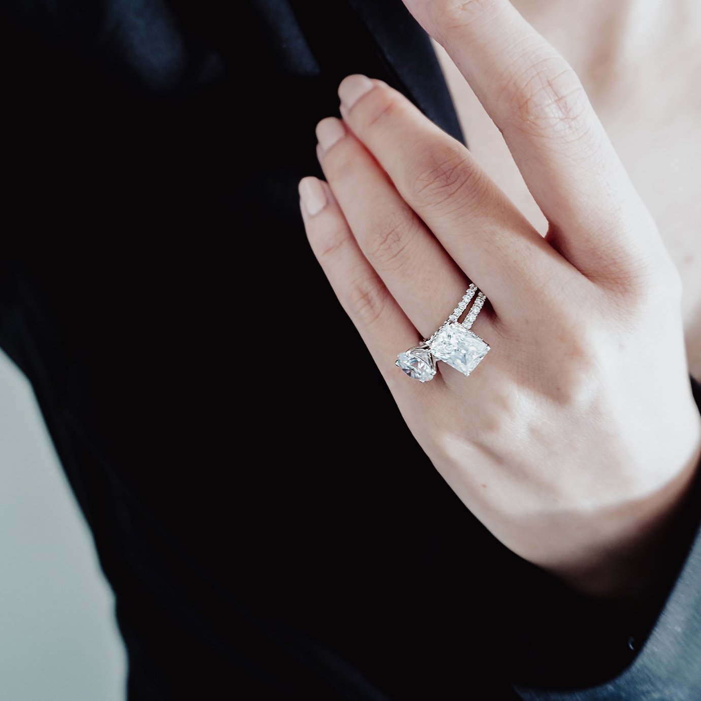 3.0 CT Radiant Hidden Halo CVD F/VS2 Diamond Engagement Ring