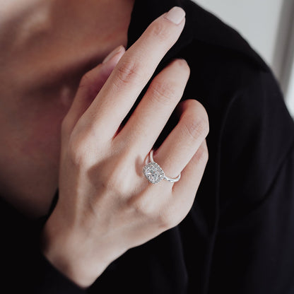 1.50 CT Cushion Halo CVD F/VS2 Diamond Engagement Ring