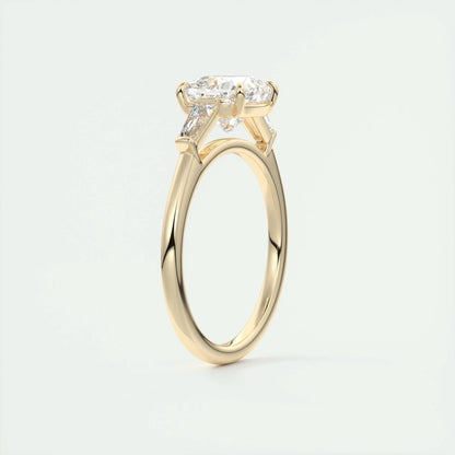 2 CT Cushion Three Stone CVD F/VS1 Diamond Engagement Ring