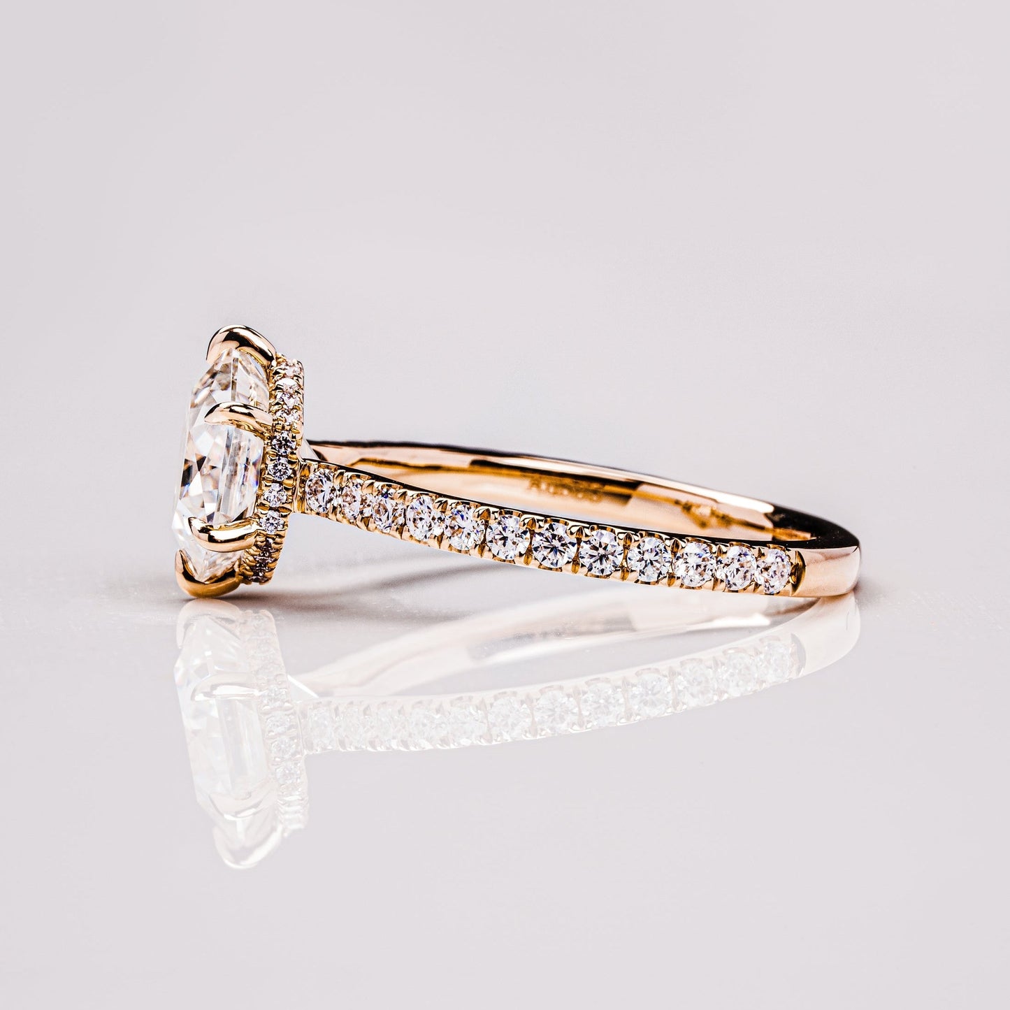 1.3 CT Hexagon Hidden Halo & Pave Moissanite Engagement Ring