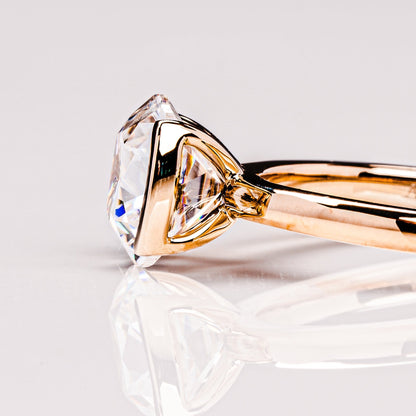 2.54 CT Cushion Solitaire & Half Bezel Moissanite Engagement Ring