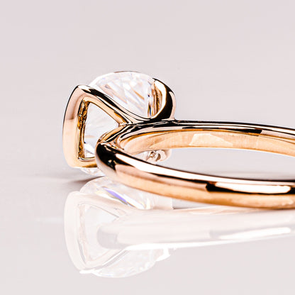 2.54 CT Cushion Solitaire & Half Bezel Moissanite Engagement Ring