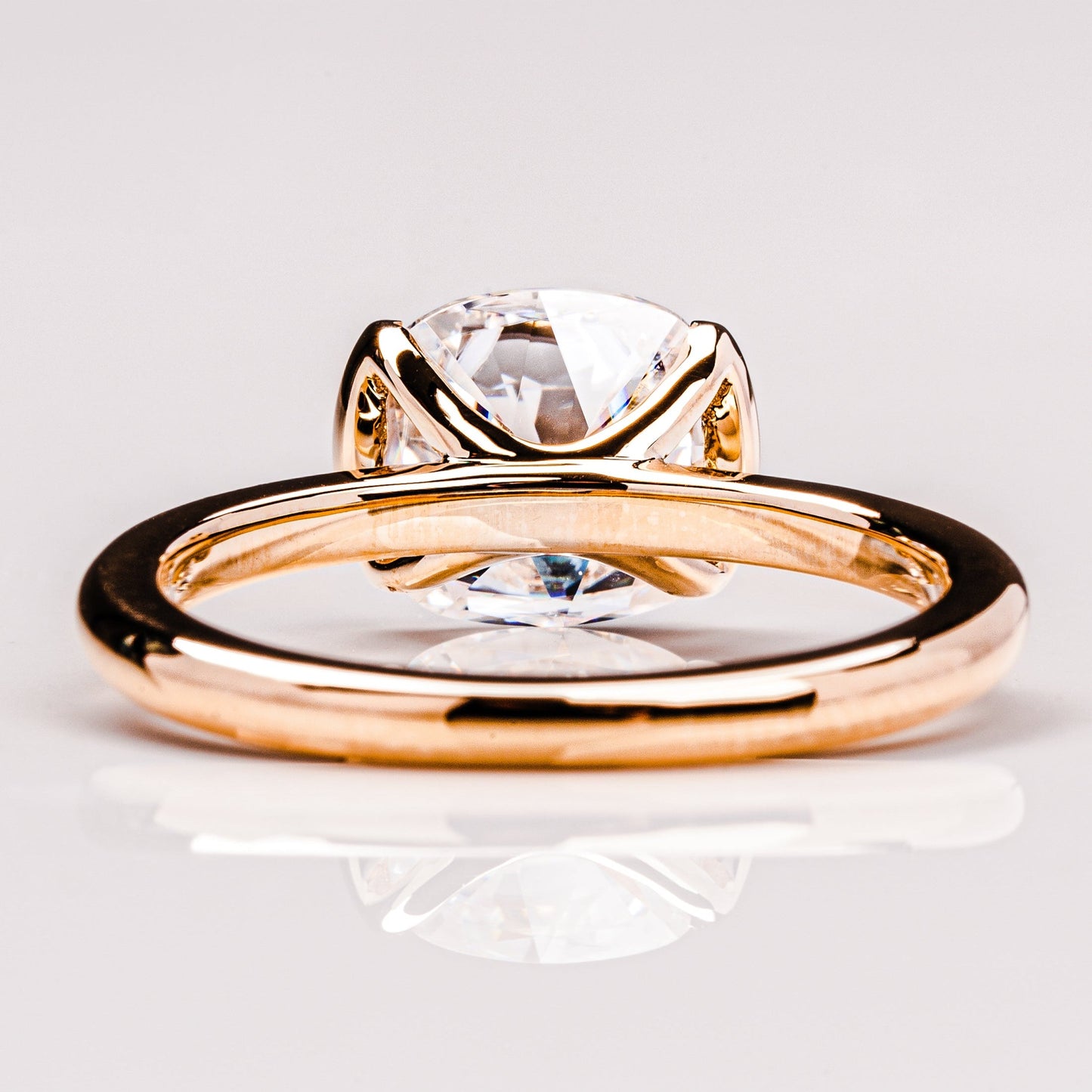 2.54 CT Cushion Solitaire & Half Bezel Moissanite Engagement Ring