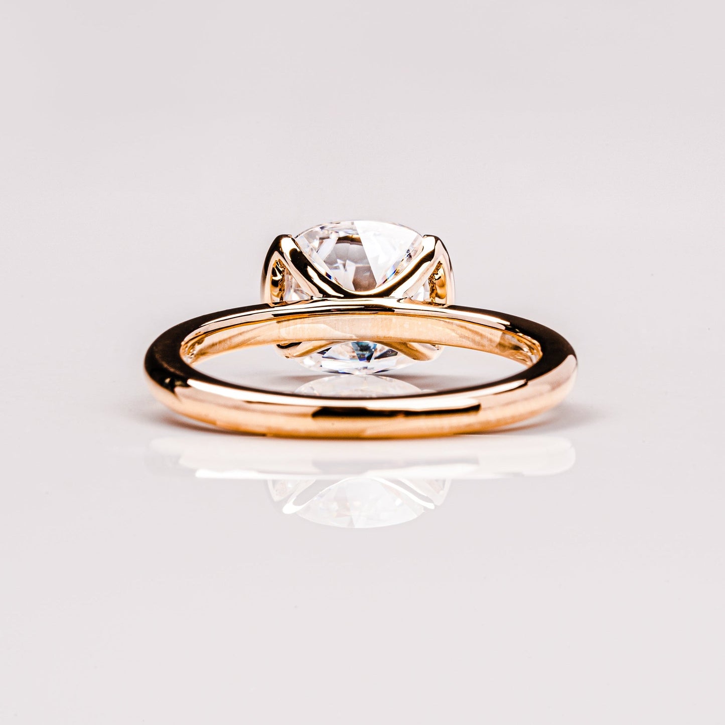 2.54 CT Cushion Solitaire & Half Bezel Moissanite Engagement Ring