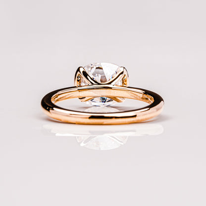 2.54 CT Cushion Solitaire & Half Bezel Moissanite Engagement Ring