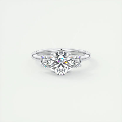 1.5 CT Round 3 Stones CVD F/VS1 Diamond Engagement Ring