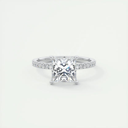 2 CT Princess Solitaire CVD F/VS1 Diamond Engagement Ring