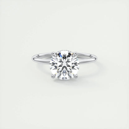 2 CT Round Hidden Halo CVD F/VS1 Diamond Engagement Ring