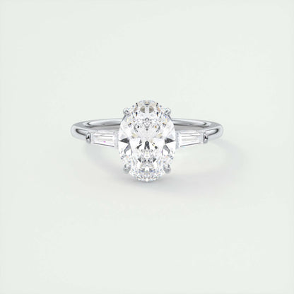 2 CT Oval Three Stone CVD F/VS1 Diamond Engagement Ring